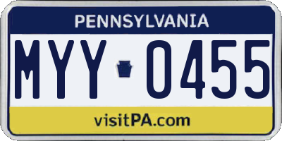 PA license plate MYY0455