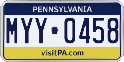 PA license plate MYY0458