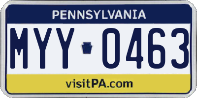 PA license plate MYY0463