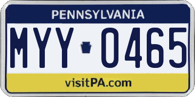 PA license plate MYY0465