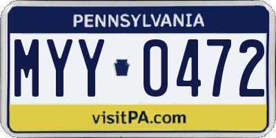 PA license plate MYY0472