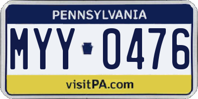 PA license plate MYY0476