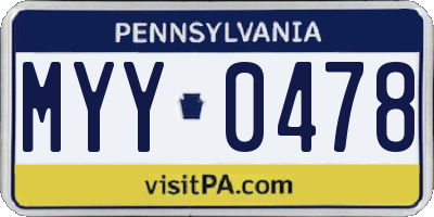PA license plate MYY0478