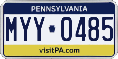 PA license plate MYY0485