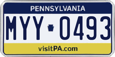 PA license plate MYY0493