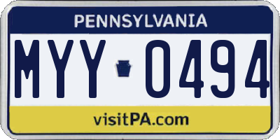 PA license plate MYY0494