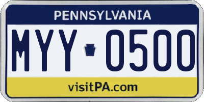 PA license plate MYY0500