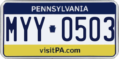 PA license plate MYY0503