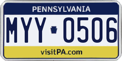 PA license plate MYY0506