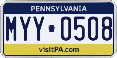 PA license plate MYY0508
