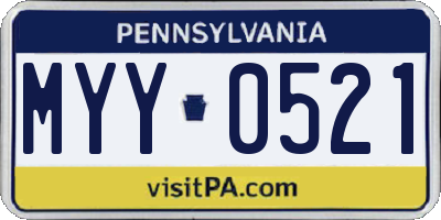 PA license plate MYY0521