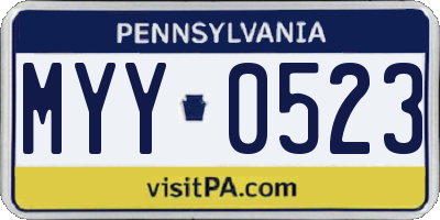 PA license plate MYY0523