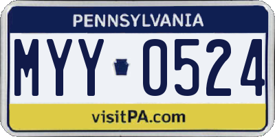 PA license plate MYY0524