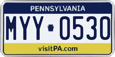 PA license plate MYY0530