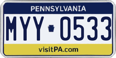 PA license plate MYY0533