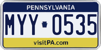 PA license plate MYY0535