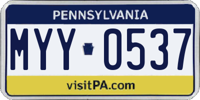 PA license plate MYY0537