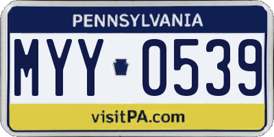 PA license plate MYY0539