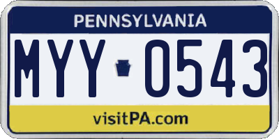 PA license plate MYY0543