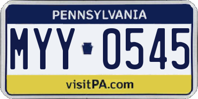 PA license plate MYY0545