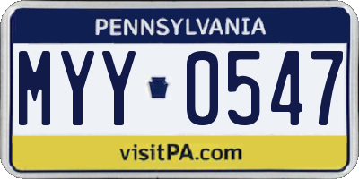 PA license plate MYY0547