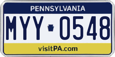 PA license plate MYY0548