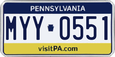 PA license plate MYY0551