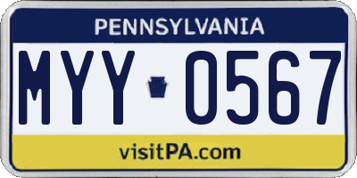 PA license plate MYY0567