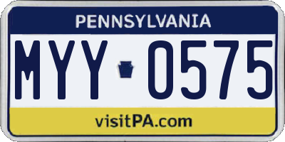 PA license plate MYY0575