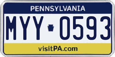 PA license plate MYY0593
