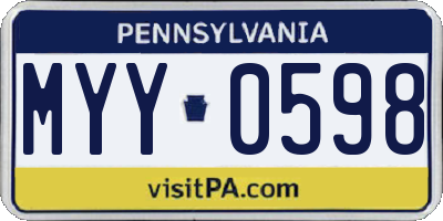 PA license plate MYY0598