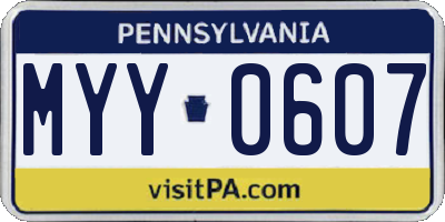 PA license plate MYY0607