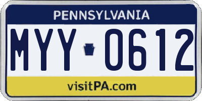 PA license plate MYY0612