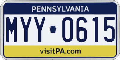 PA license plate MYY0615