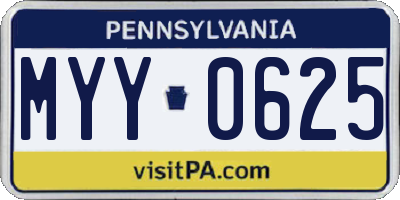 PA license plate MYY0625