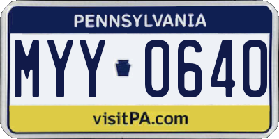 PA license plate MYY0640
