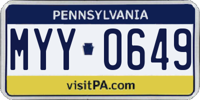 PA license plate MYY0649