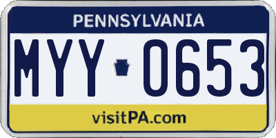 PA license plate MYY0653