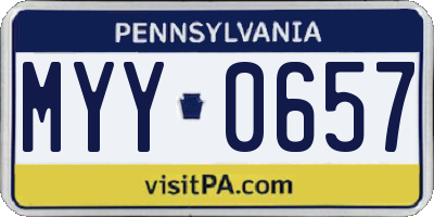 PA license plate MYY0657