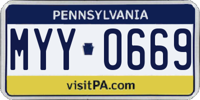 PA license plate MYY0669