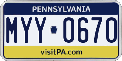 PA license plate MYY0670