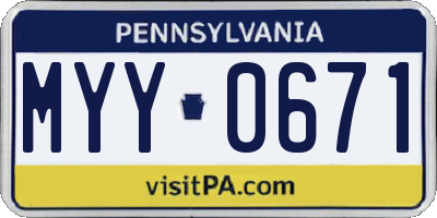 PA license plate MYY0671