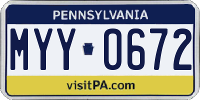 PA license plate MYY0672