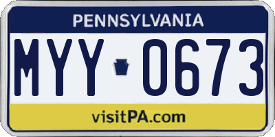PA license plate MYY0673