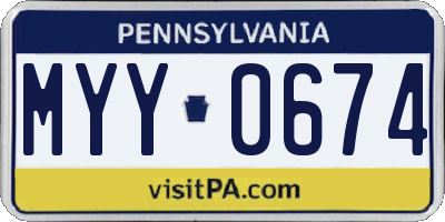 PA license plate MYY0674