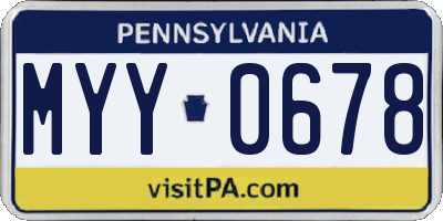 PA license plate MYY0678