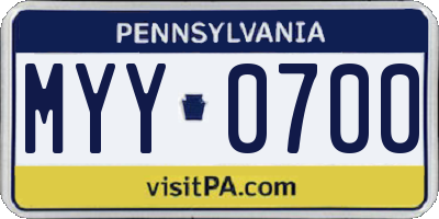 PA license plate MYY0700