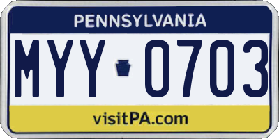 PA license plate MYY0703