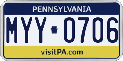 PA license plate MYY0706