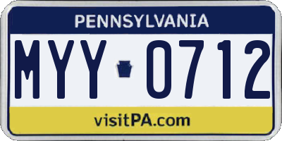 PA license plate MYY0712